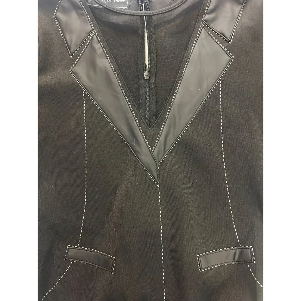 Maniere De Vior Black Tuxedo style Sexy Bodysuit UK 12 Fits US 6  8 - Picture 5 of 5